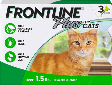 FRONTLINE Plus For Cat & Kitten Flea & Tick Spot Treatment, 3 Count